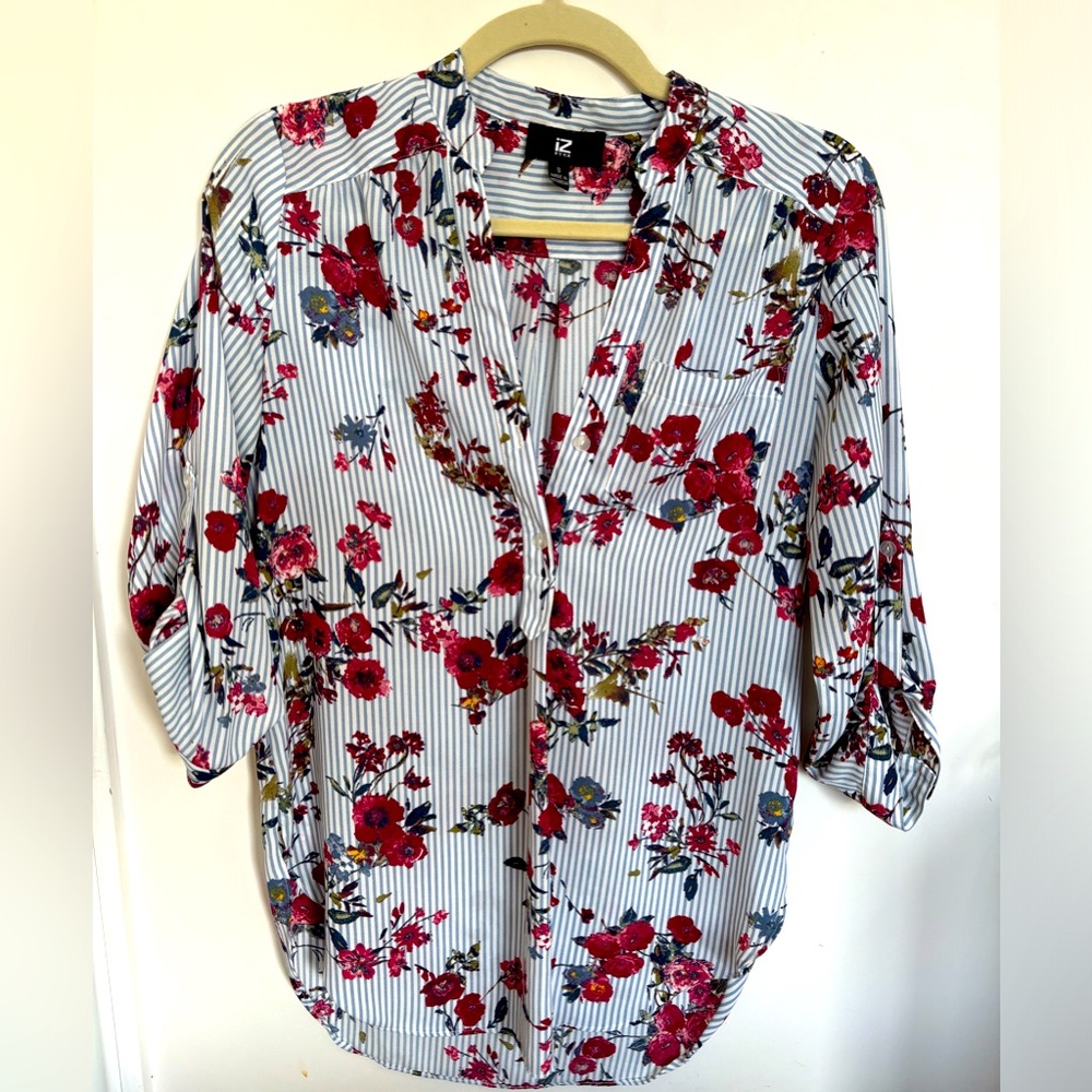 Floral Pinstripe Blouse